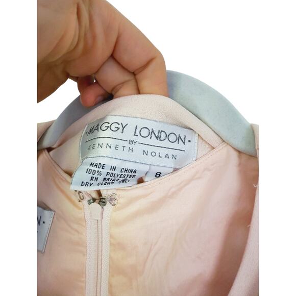 Maggy London Sheath Dress & Jacket 8 Pink Floral Pearl Coquette Vintage Brunch - Picture 6 of 9